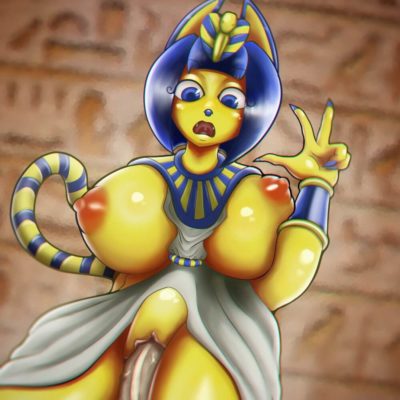 La pute Ankha niquée par un phallus à une poitrine généreuse