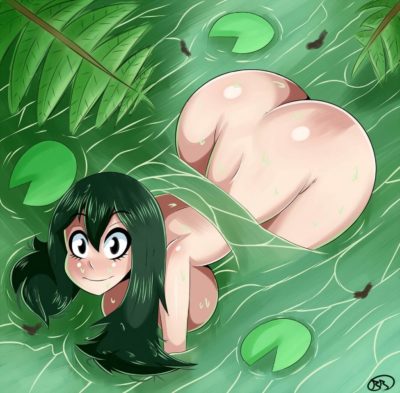 Froppy (Tsuyu Asui) se baigne nue et dévoile sa grosse croupe dodue