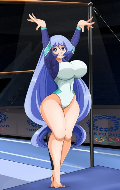 Nejire Hado sexy a ses lourdes mamelles moulées à la gym