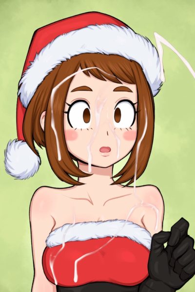 Ochako Uraraka arrosée de foutre par un cumshot faciale