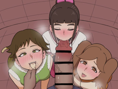 Blowjob en pov sur un phallus géant par Tsubaki, Wasabi et Namida