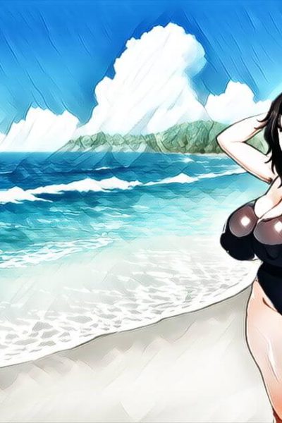 Kurenai Yuhi en maillot de bain sexy moulant sa forte poitrine