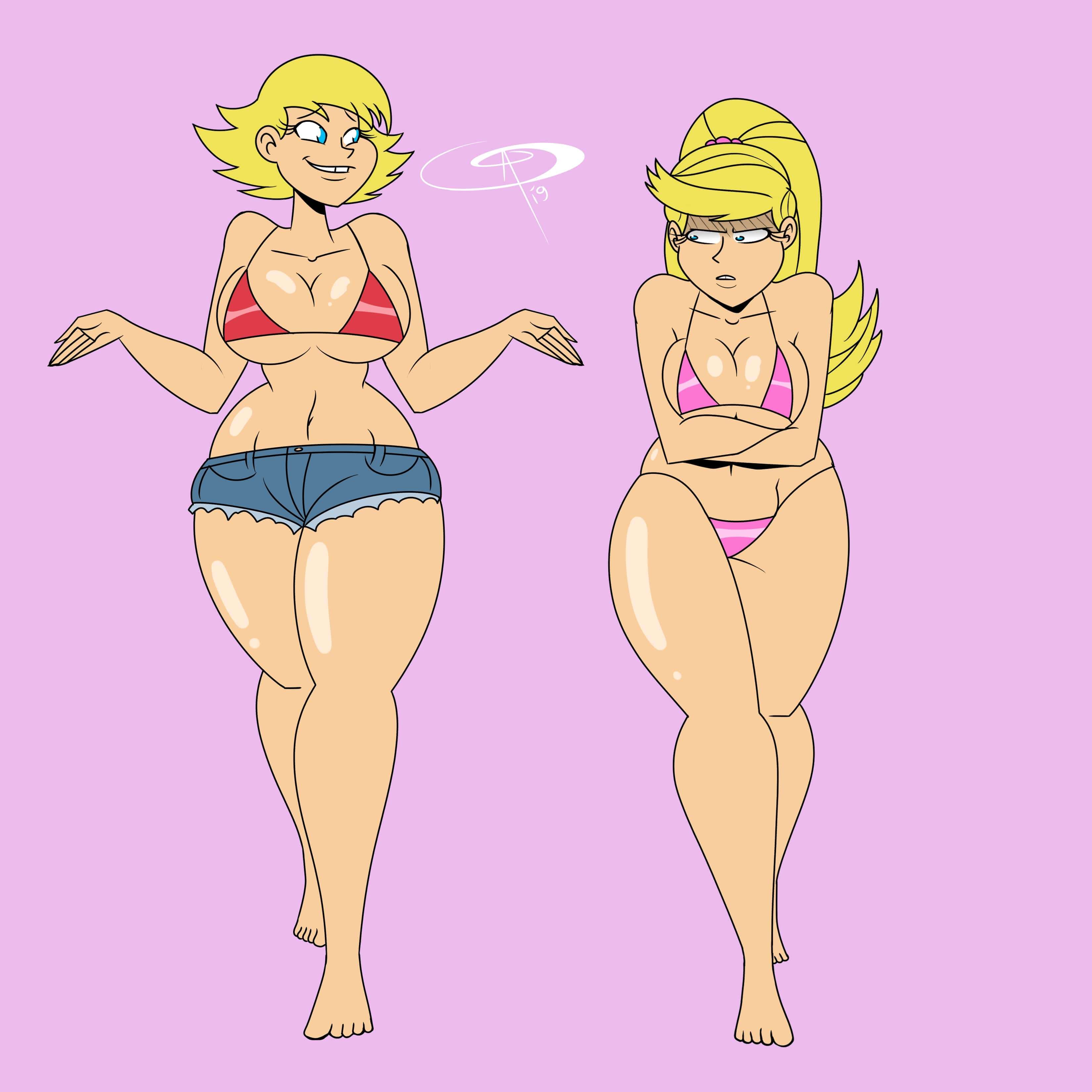 Les sœurs Lana et Lola en bikini moulant leurs nibards - Bienvenue Chez Les Loud Hentai