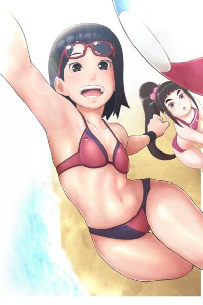 Les waifu Sarada et Tsubaki Kurogane en bikini coquin