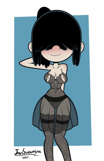 Lucy Loud en lingerie coquine ouverte sur ses nichons