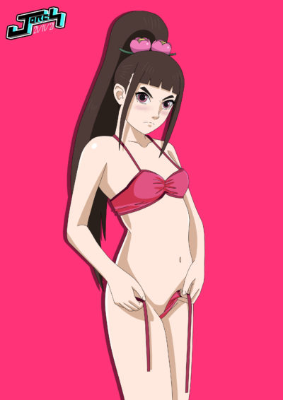 Tsubaki Kurogane en bikini sexy retire sa culotte